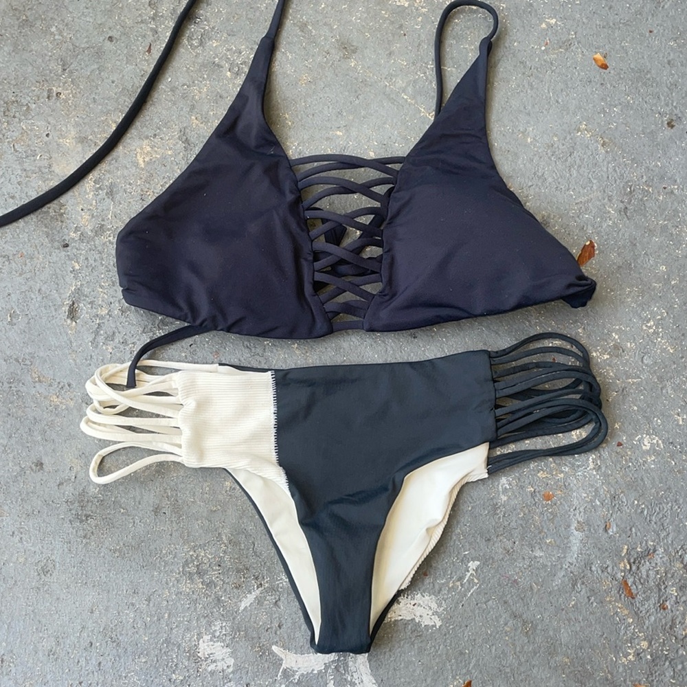 Boys + Arrows Swim Suit bikini set small grey white mix n match